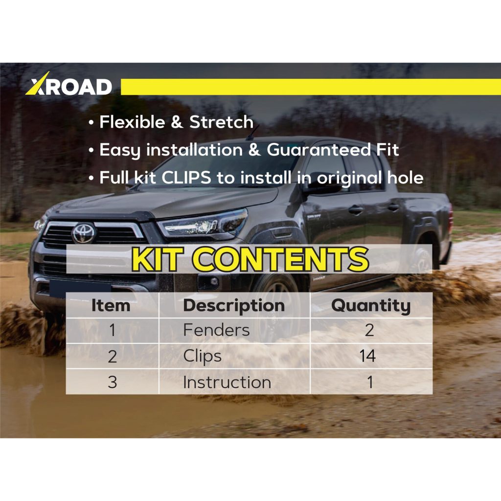 Комплект посиленого брудозахисту задньої арки з набором кліпс для Toyota Hilux G8 (2015-т.ч.)