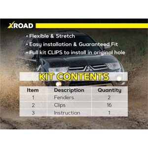 Комплект посиленого брудозахисту задньої арки з набором кліпс для Mitsubishi Pajero Sport G2 (2008-2014)