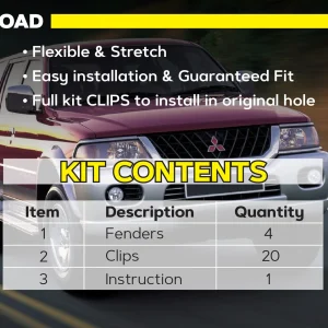 Комплект посиленого брудозахисту моторного відсіку з набором кліпс для Mitsubishi Pajero Sport G1 (1998-2008)